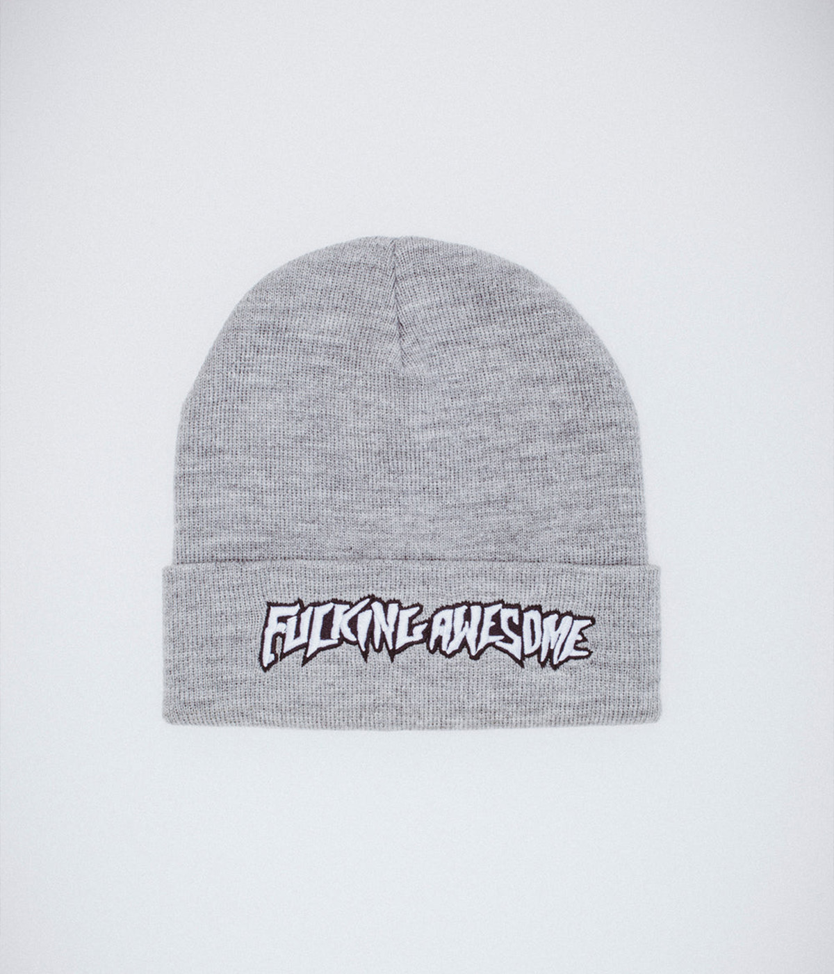 【FUCKING AWESOME】 DRIP STAMP EMBROIDERED BEANIE GREY Fucking Awesome Beanie Stamp Cuff Grey